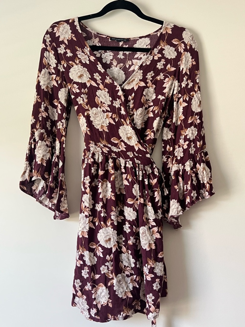 American Eagle Outfitters Burgundy Floral Wrap Dress - Picture 9 of 9